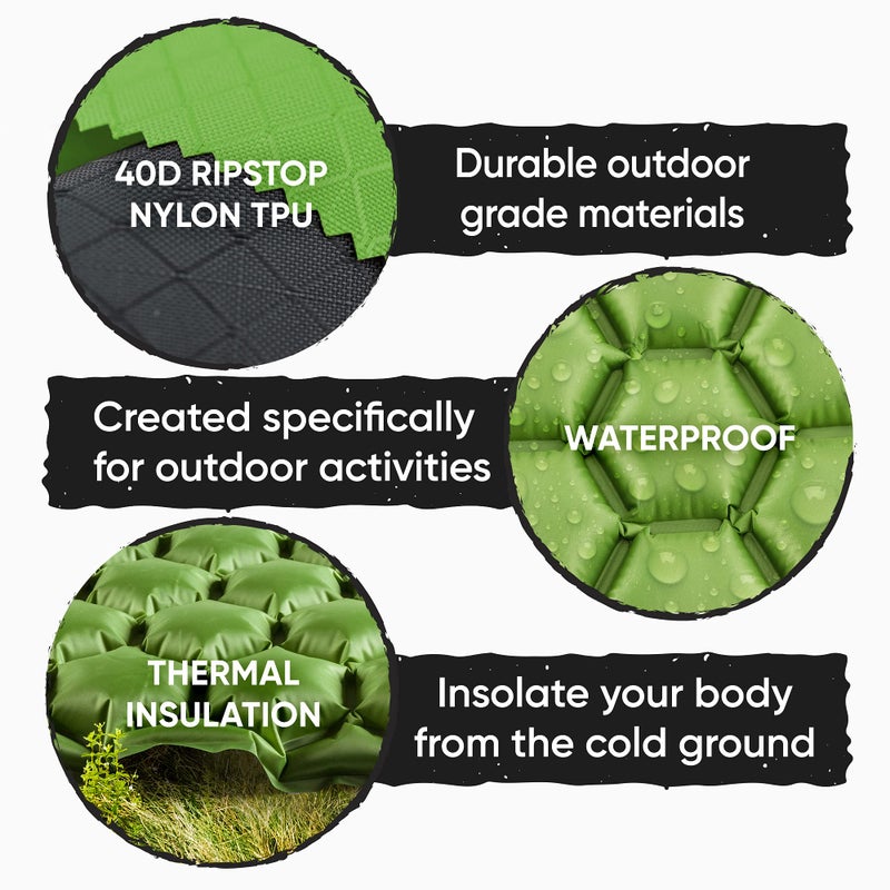 POWERLIX Ultralight Inflatable Camping Sleeping Pad - Camping Mattress Sleeping Mat for Backpacking, Hiking, Compact Lightweight Sleeping Pad for Camping, Inflation Bag/Repair Kit Included - Image 4